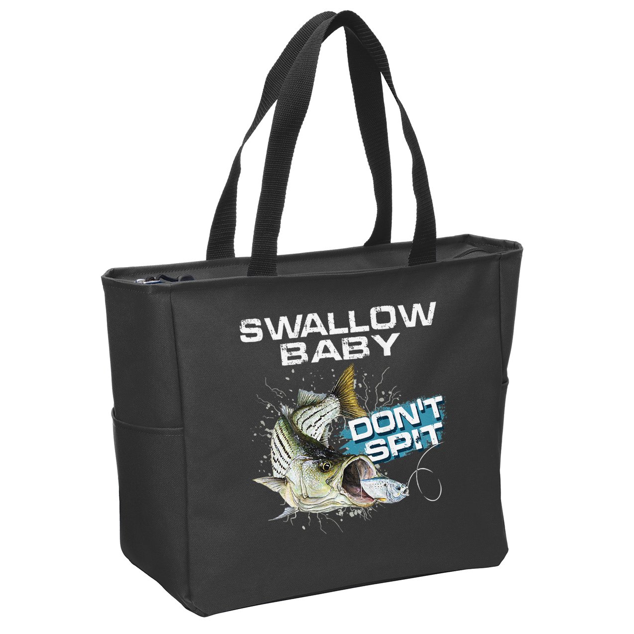 Cute Swallow Baby Dont Spit Striper Bass Fishing Zip Tote Bag