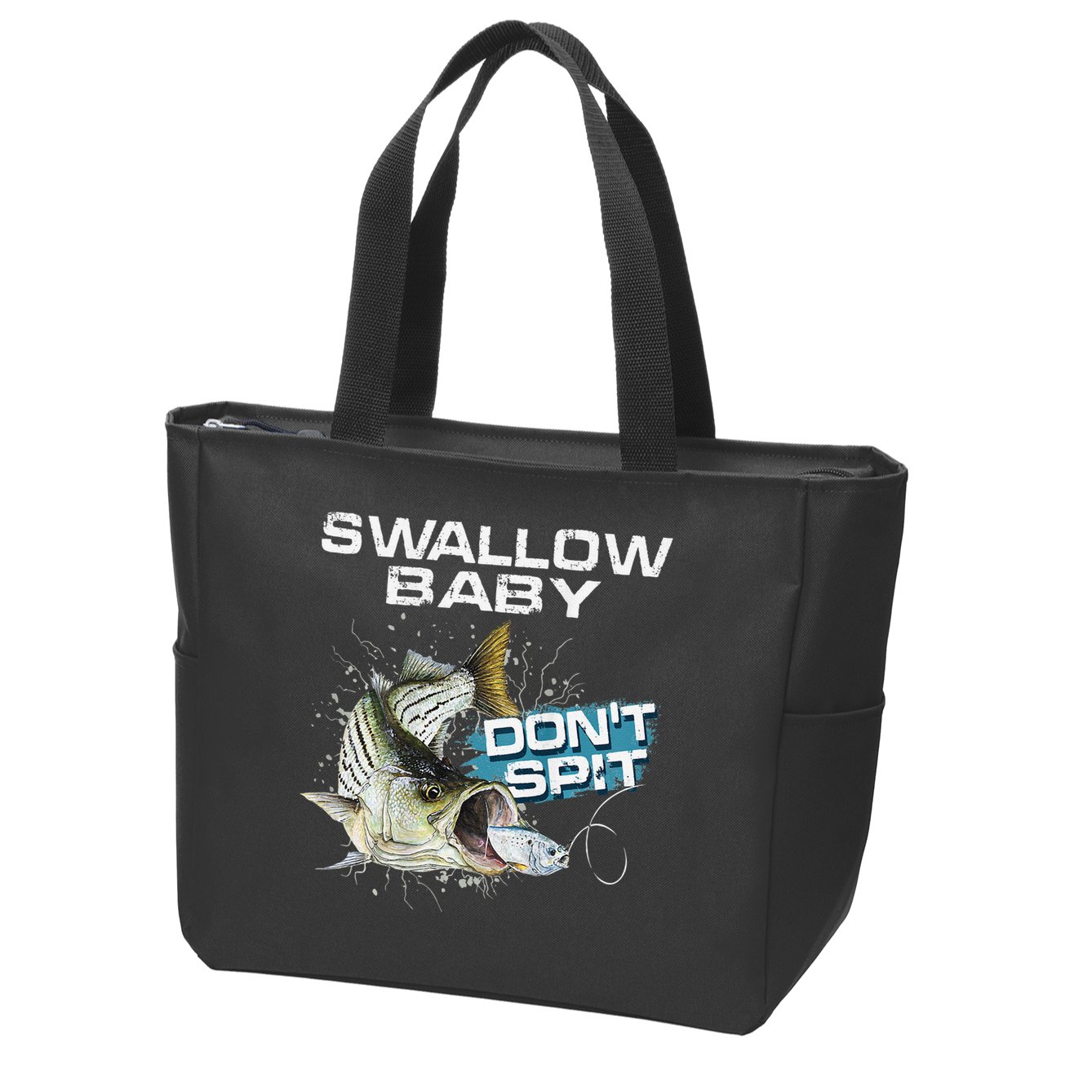 Cute Swallow Baby Dont Spit Striper Bass Fishing Zip Tote Bag