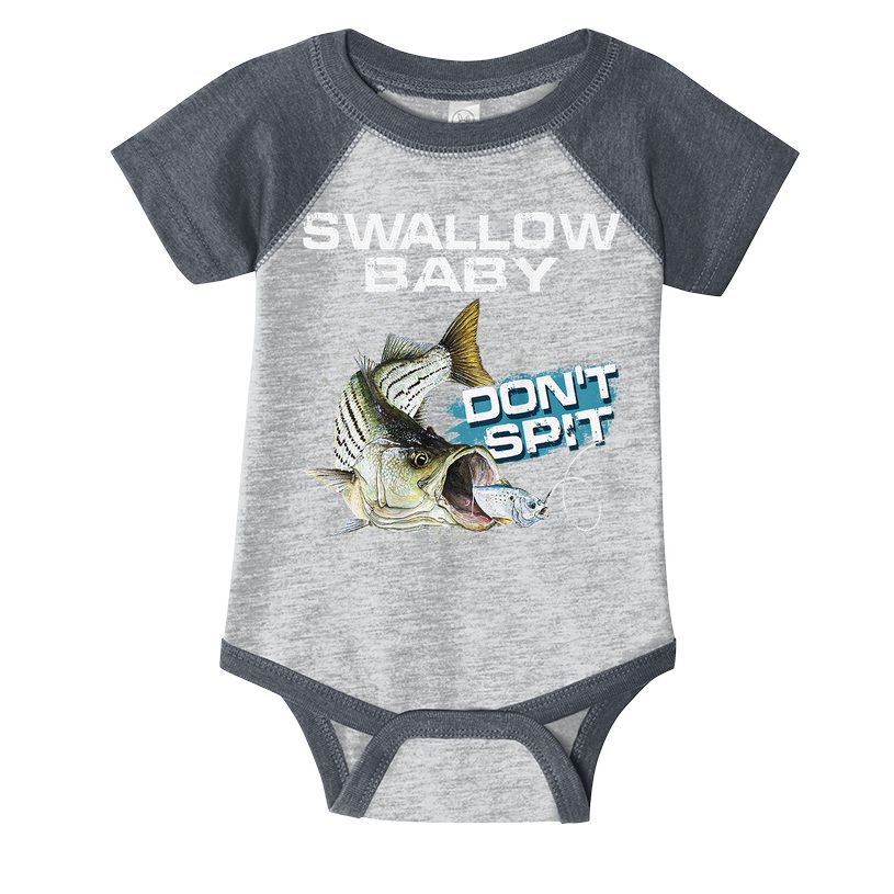 Cute Swallow Baby Dont Spit Striper Bass Fishing Infant Baby Jersey Bodysuit