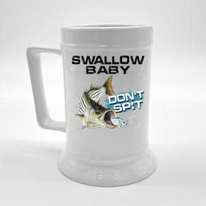 Cute Swallow Baby Dont Spit Striper Bass Fishing Beer Stein