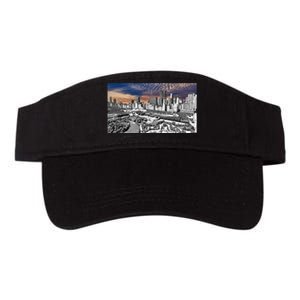 Chicago Skyline B&W With Vibrant And Colorful Sky Valucap Bio-Washed Visor