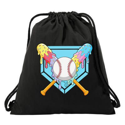 Cool Sport Baseball Home Plate Drip With Sprinkles Drip Drawstring Bag