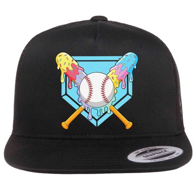 Cool Sport Baseball Home Plate Drip With Sprinkles Drip Flatbill Hat