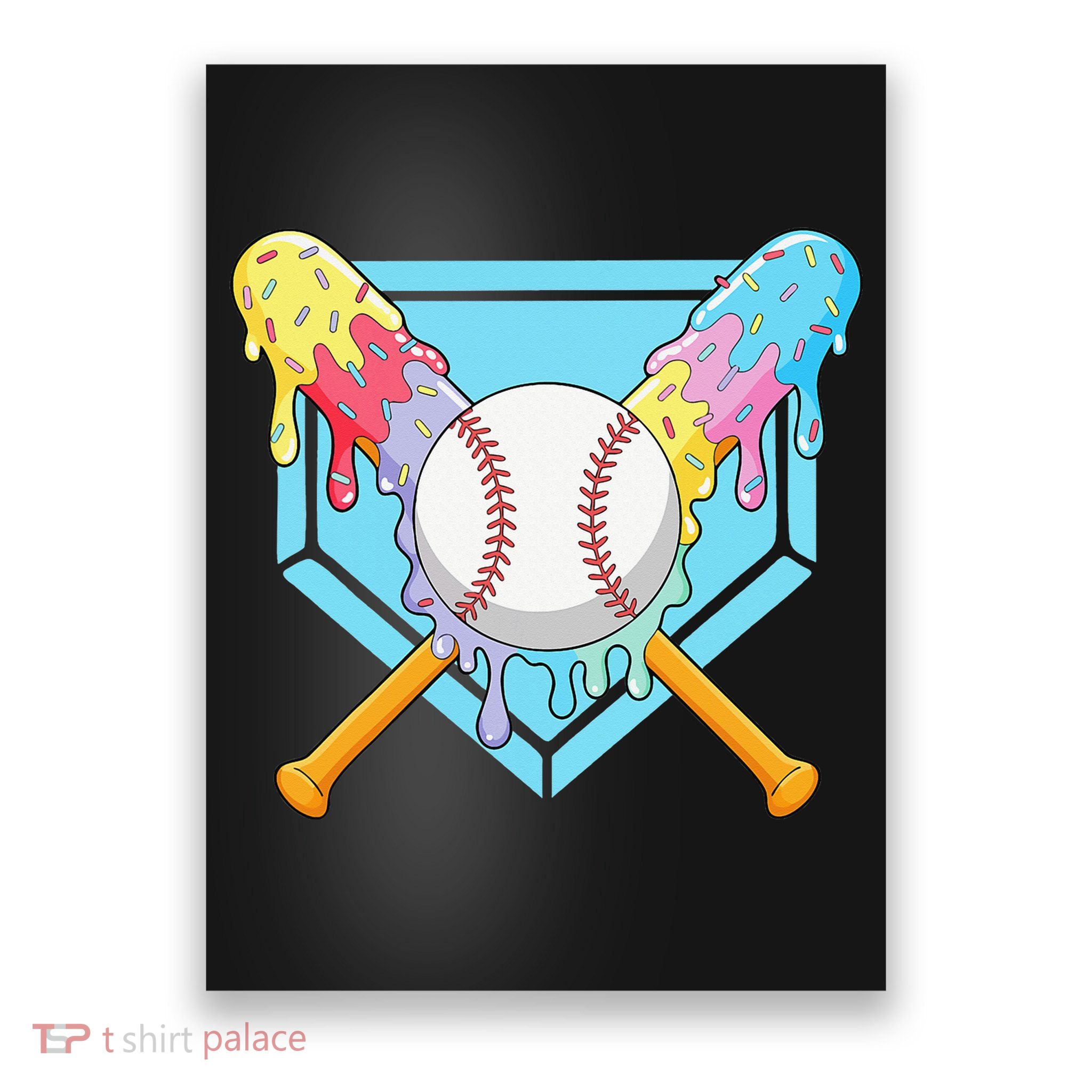 Cool Sport Baseball Home Plate Drip With Sprinkles Drip Poster