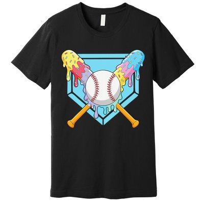 Cool Sport Baseball Home Plate Drip With Sprinkles Drip Premium T-Shirt