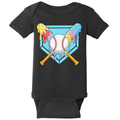 Cool Sport Baseball Home Plate Drip With Sprinkles Drip Baby Bodysuit