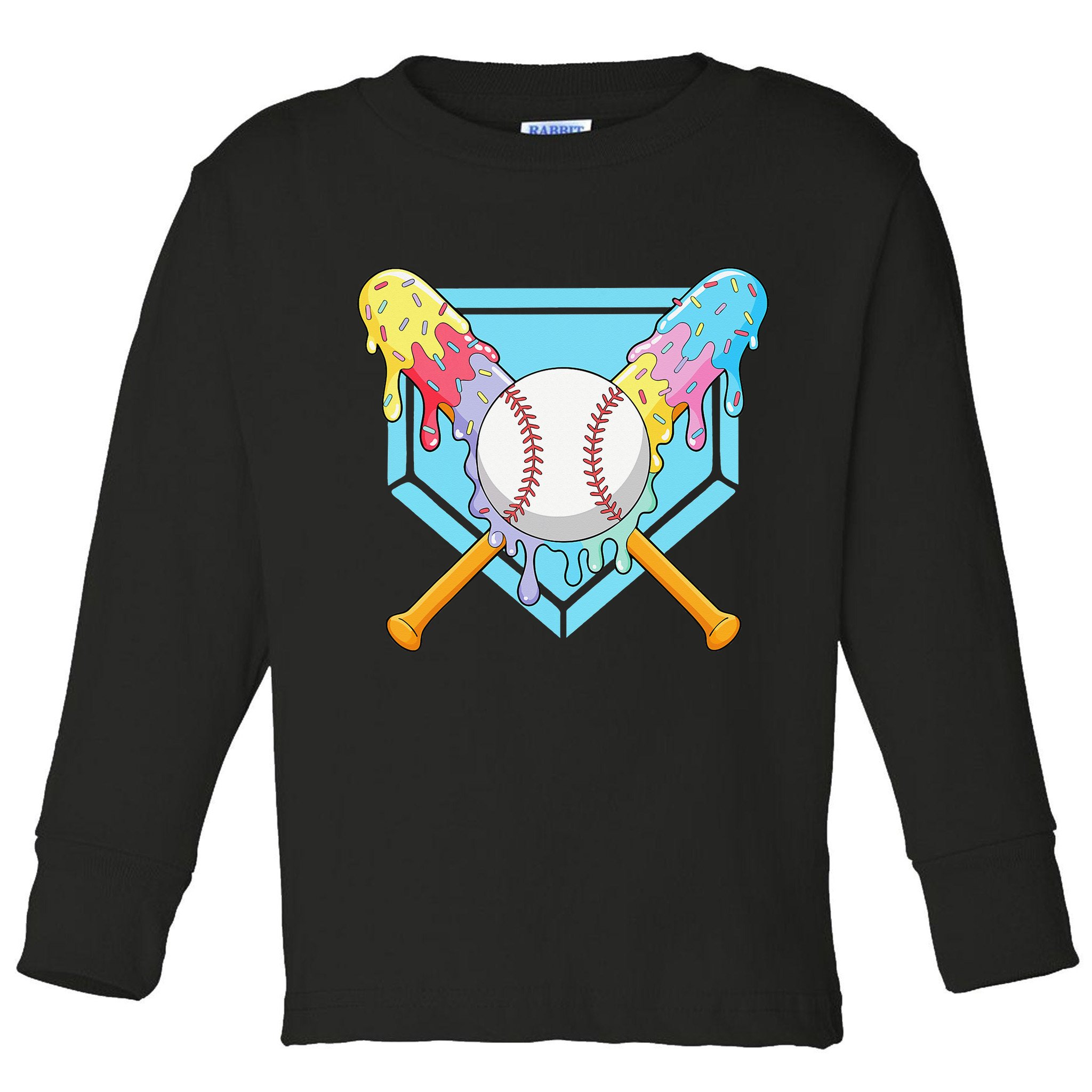 Cool Sport Baseball Home Plate Drip With Sprinkles Drip Toddler Long Sleeve Shirt