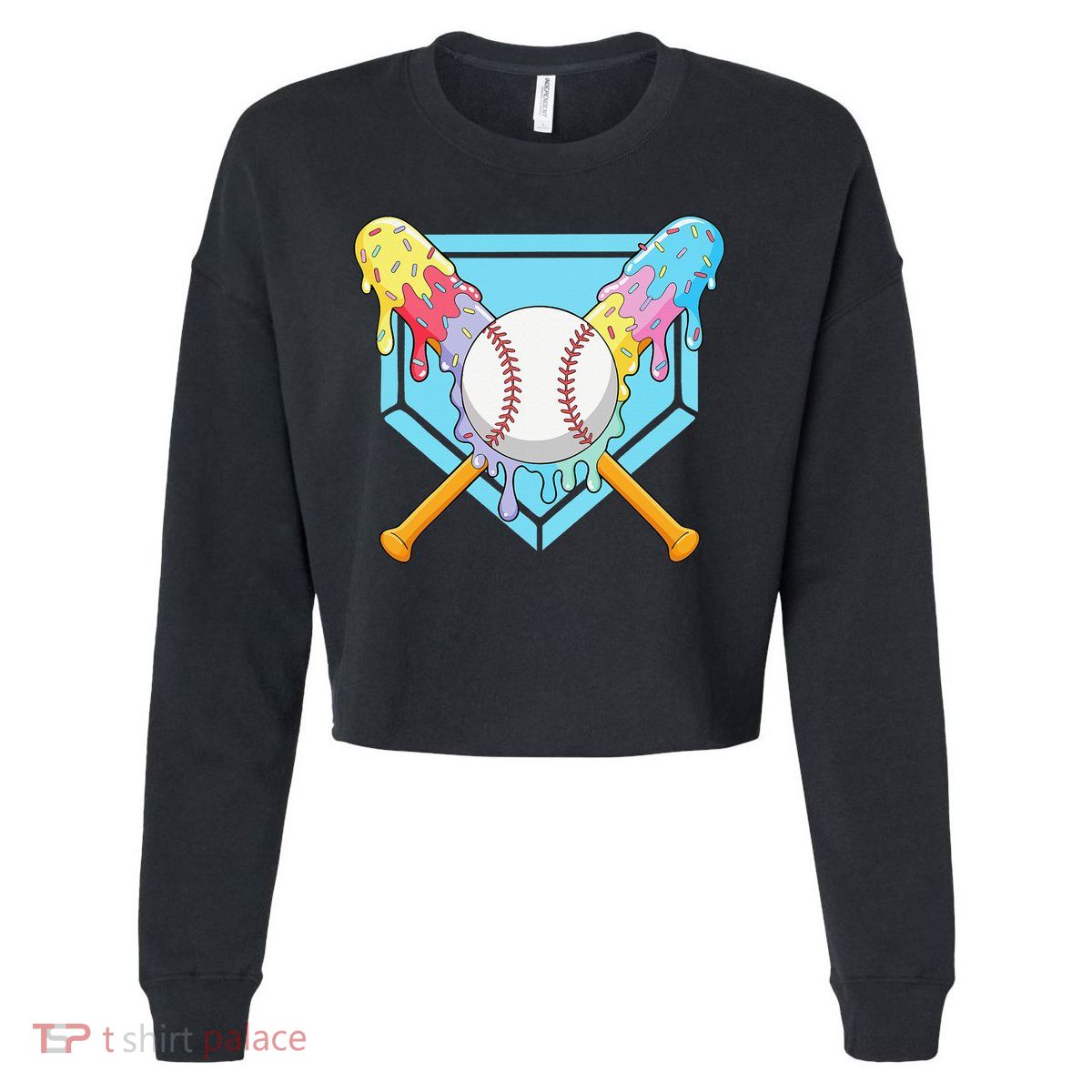 Cool Sport Baseball Home Plate Drip With Sprinkles Drip Cropped Pullover Crew