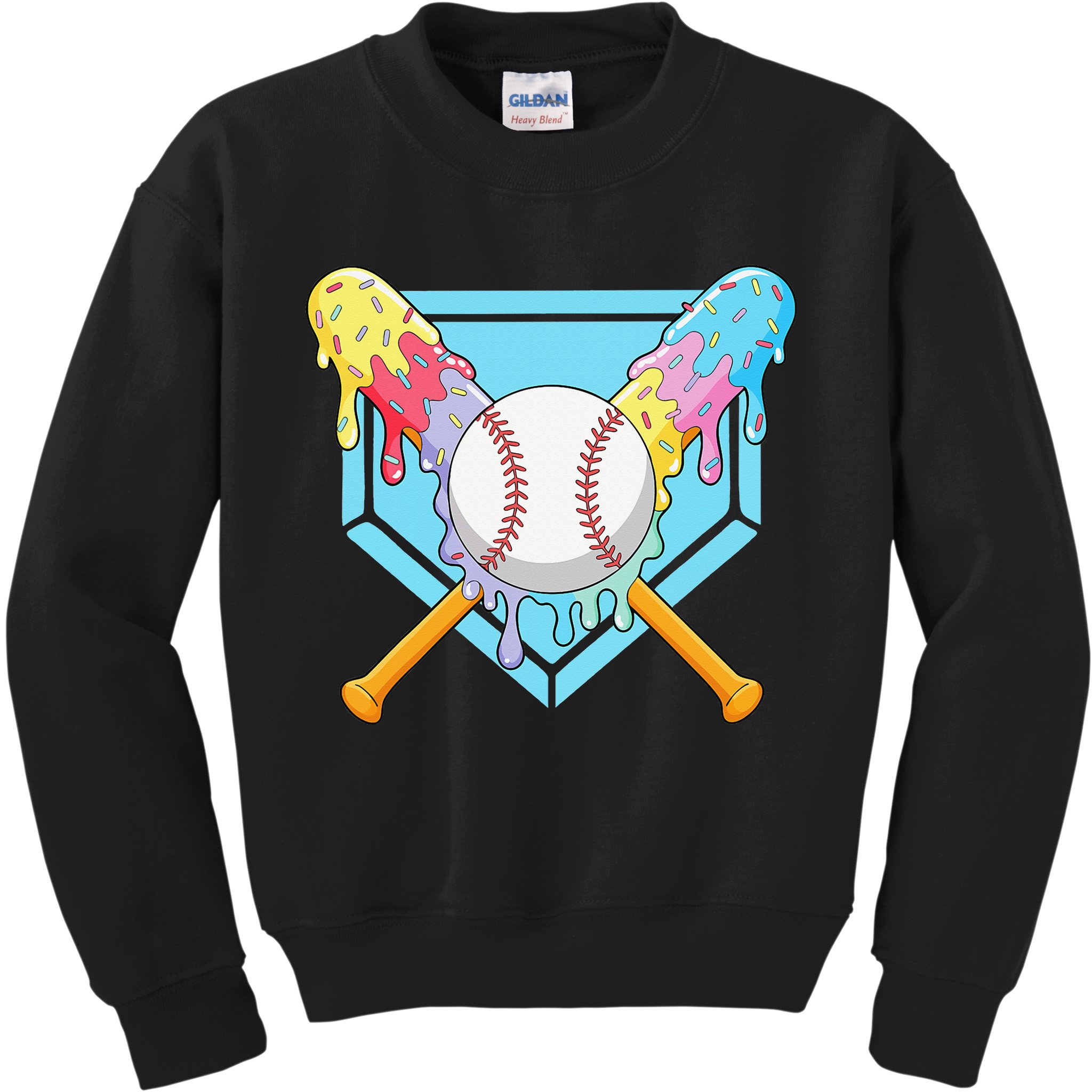 Cool Sport Baseball Home Plate Drip With Sprinkles Drip Kids Sweatshirt