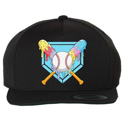 Cool Sport Baseball Home Plate Drip With Sprinkles Drip Wool Snapback Cap