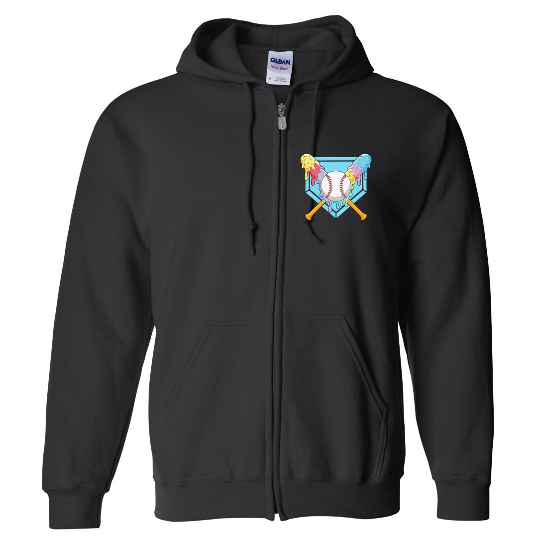 Cool Sport Baseball Home Plate Drip With Sprinkles Drip Full Zip Hoodie