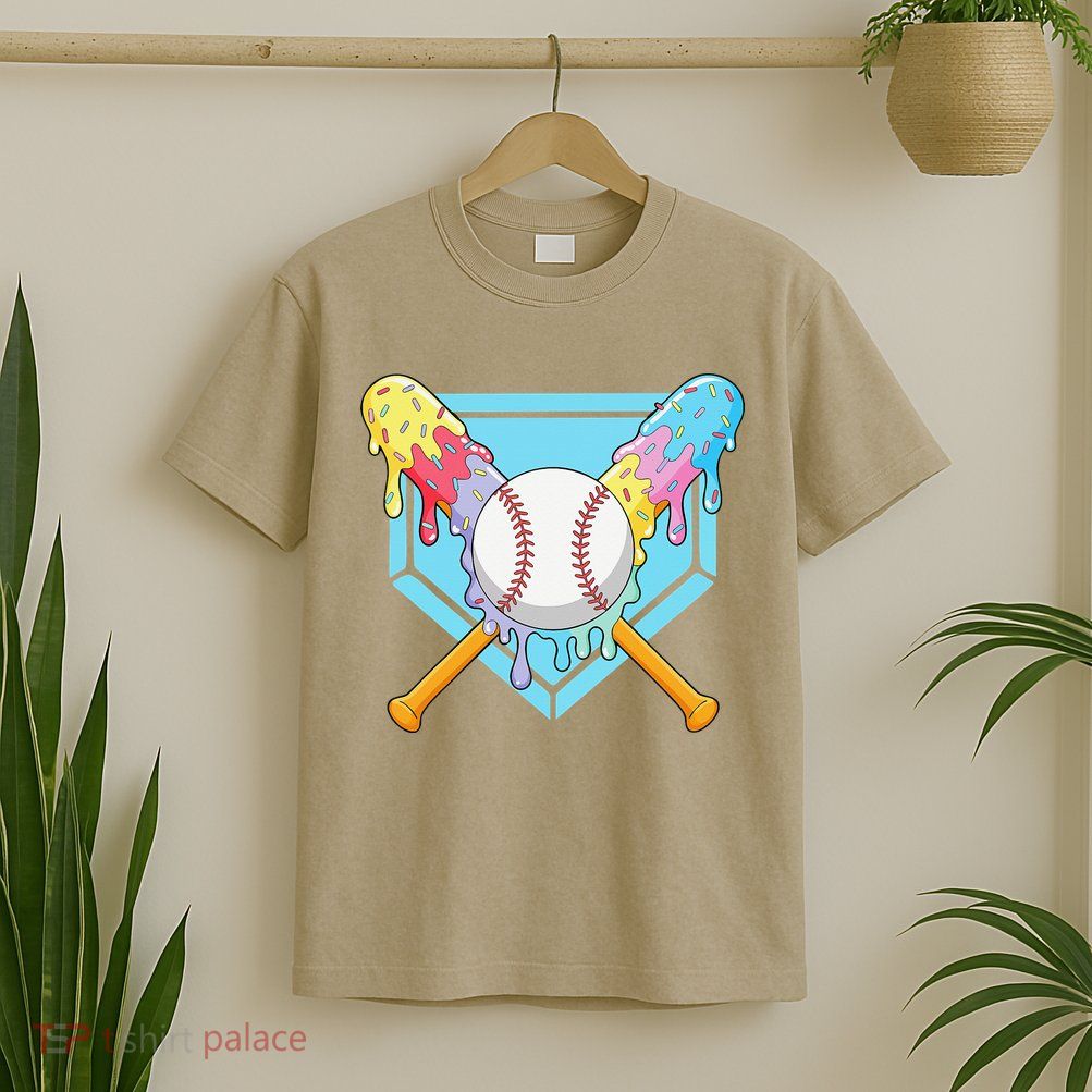 Cool Sport Baseball Home Plate Drip With Sprinkles Drip T-Shirt