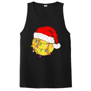 Christmas Softball Ball Santa Hat Funny Sport Xmas Boy PosiCharge Competitor Tank