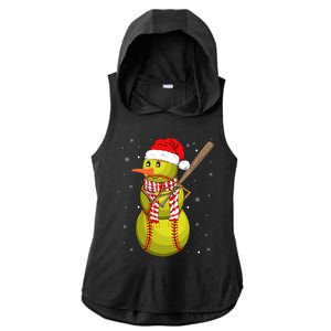 Christmas Softball Bat Snow Santa Snowflake Cool Gift Ladies PosiCharge Tri-Blend Wicking Draft Hoodie Tank