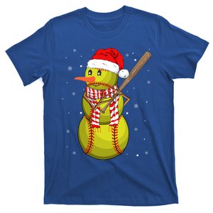 Christmas Softball Bat Snow Santa Snowflake Cool Gift T-Shirt