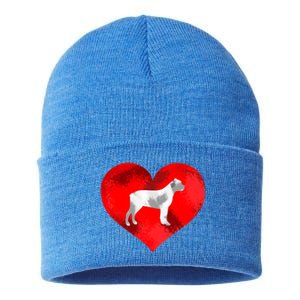 Cute Staffordshire Bull Terrier Dog Red Heart Valentines Day Gift Sustainable Knit Beanie