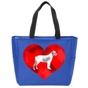 Cute Staffordshire Bull Terrier Dog Red Heart Valentines Day Gift Zip Tote Bag