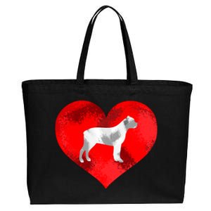 Cute Staffordshire Bull Terrier Dog Red Heart Valentines Day Gift Cotton Canvas Jumbo Tote