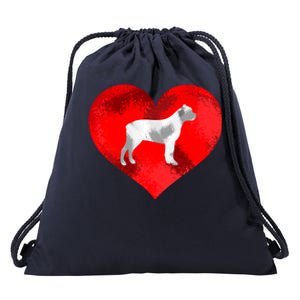 Cute Staffordshire Bull Terrier Dog Red Heart Valentines Day Gift Drawstring Bag