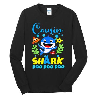 Cousin Shark Birthday Cousin Shark Family Mother's Day Tall Long Sleeve T-Shirt