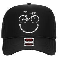 Cute Smiling Bicycle Cycling For Men Women And High Crown Mesh Back Trucker Hat