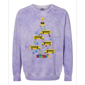 Christmas School Bus Tree Funny Xmas Bus Driver Colorblast Crewneck Sweatshirt