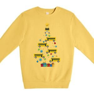 Christmas School Bus Tree Funny Xmas Bus Driver Premium Crewneck Sweatshirt