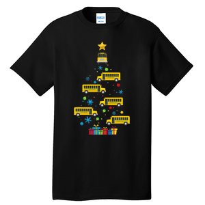 Christmas School Bus Tree Funny Xmas Bus Driver Tall T-Shirt