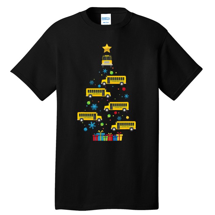 Christmas School Bus Tree Funny Xmas Bus Driver Tall T-Shirt