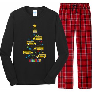 Christmas School Bus Tree Funny Xmas Bus Driver Long Sleeve Pajama Set