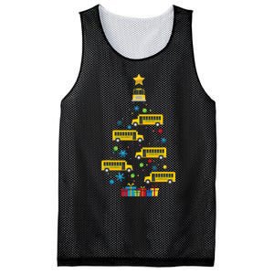 Christmas School Bus Tree Funny Xmas Bus Driver Mesh Reversible Basketball Jersey Tank