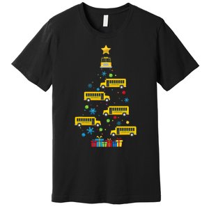 Christmas School Bus Tree Funny Xmas Bus Driver Premium T-Shirt