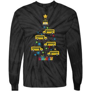 Christmas School Bus Tree Funny Xmas Bus Driver Tie-Dye Long Sleeve Shirt