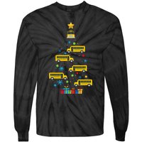 Christmas School Bus Tree Funny Xmas Bus Driver Tie-Dye Long Sleeve Shirt