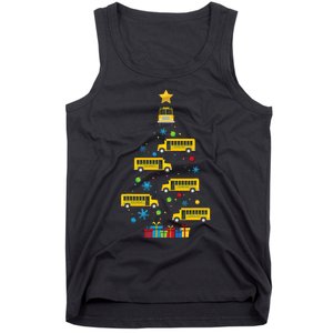 Christmas School Bus Tree Funny Xmas Bus Driver Tank Top