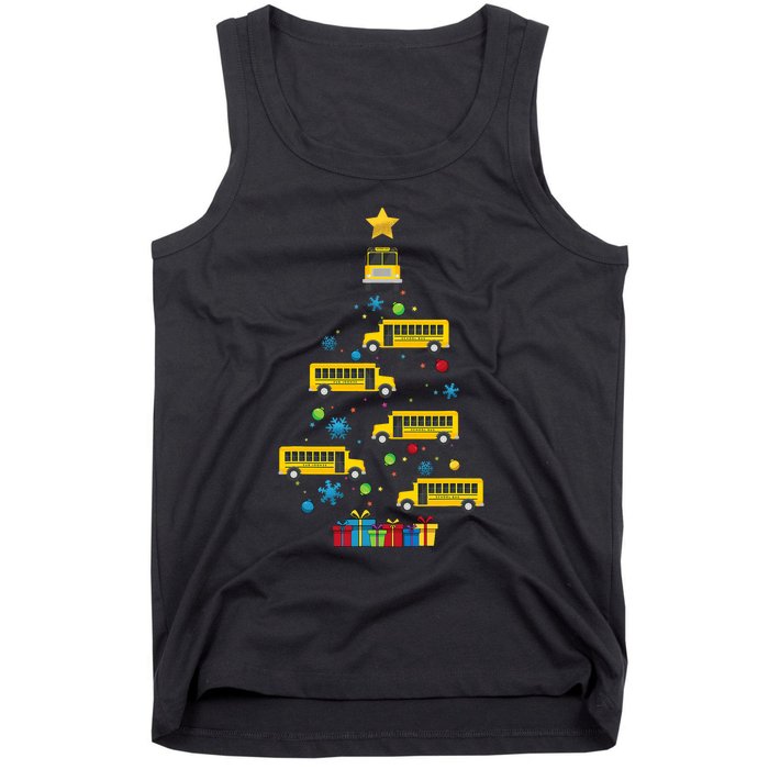 Christmas School Bus Tree Funny Xmas Bus Driver Tank Top