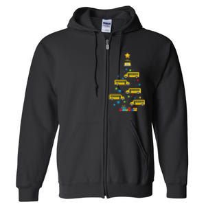 Christmas School Bus Tree Funny Xmas Bus Driver Full Zip Hoodie