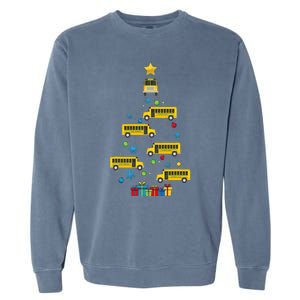 Christmas School Bus Tree Funny Xmas Bus Driver Garment-Dyed Sweatshirt