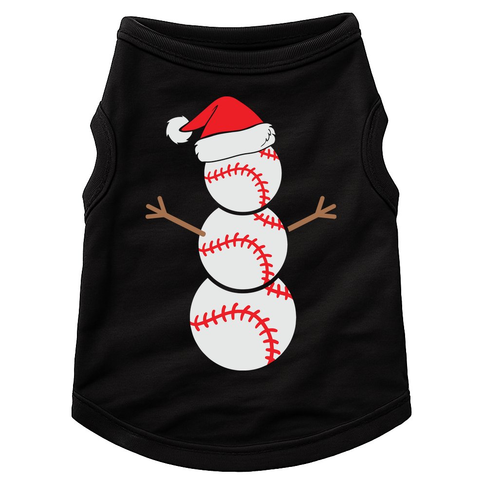 Christmas Snowman Baseball Santa Hat Xmas Doggie Tank