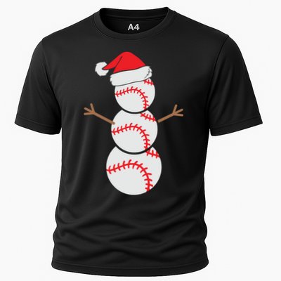 Christmas Snowman Baseball Santa Hat Xmas Cooling Performance Crew T-Shirt
