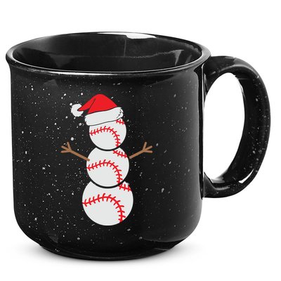 Christmas Snowman Baseball Santa Hat Xmas 15oz Campfire Ceramic Mug