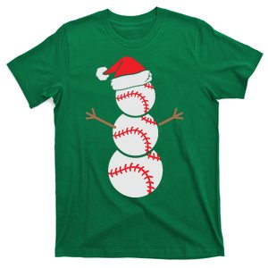 Christmas Snowman Baseball Santa Hat Xmas T-Shirt