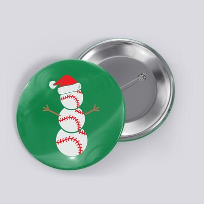 Christmas Snowman Baseball Santa Hat Xmas Button