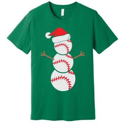 Christmas Snowman Baseball Santa Hat Xmas Premium T-Shirt