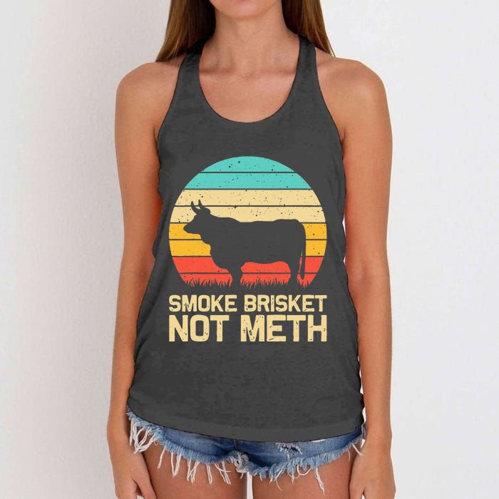 Cool Smoke Brisket Not Meth Funny Grilling Gift Men Women Women's Knotted Racerback Tank