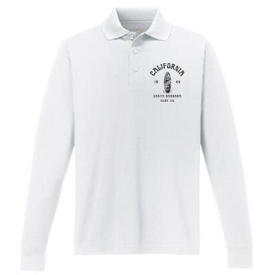 California Santa Barbara Surf Co Performance Long Sleeve Polo