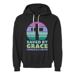 Cross Saved By Grace God Jesus Christian Garment-Dyed Fleece Hoodie