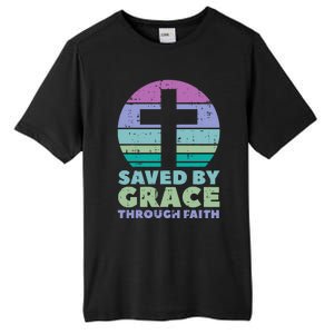 Cross Saved By Grace God Jesus Christian Tall Fusion ChromaSoft Performance T-Shirt