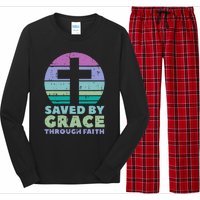 Cross Saved By Grace God Jesus Christian Long Sleeve Pajama Set