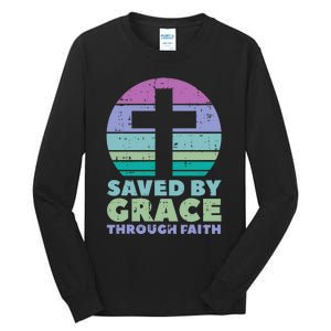 Cross Saved By Grace God Jesus Christian Tall Long Sleeve T-Shirt